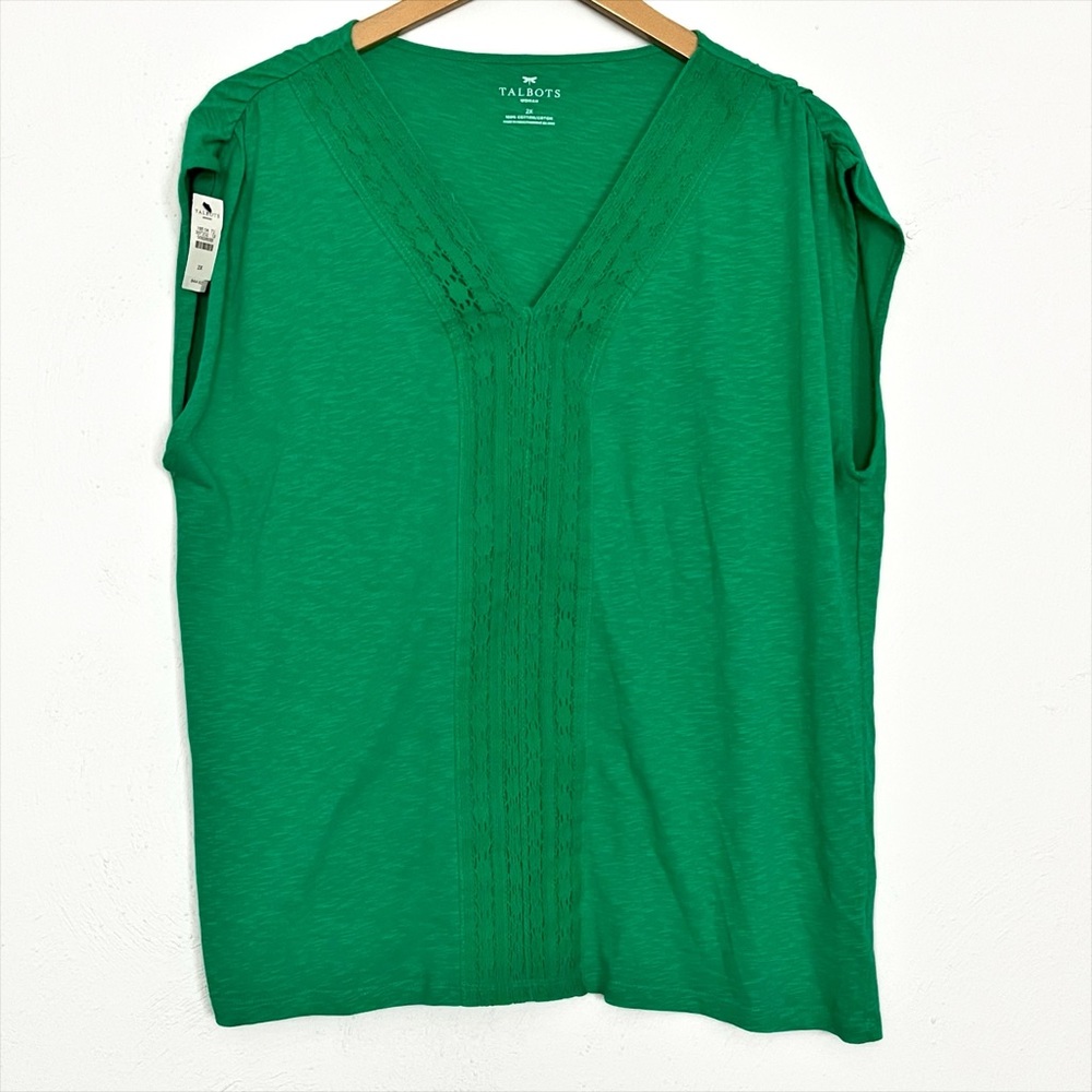 Talbots Sleeveless V-Neck Top with Lace Trim NWT